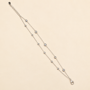 925 Silver Double Strand Bezel Bracelet