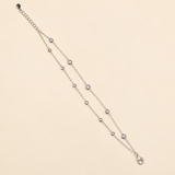 925 Silver Double Strand Bezel Bracelet