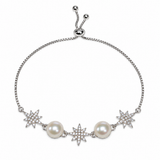 925 Silver Pearl And Star Bracelet