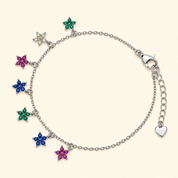 Small 7-Bloomed Flower Charm Bracelet - Colourful