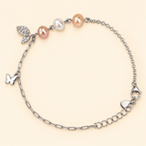 925 Silver Pearl Leaf Butterfly