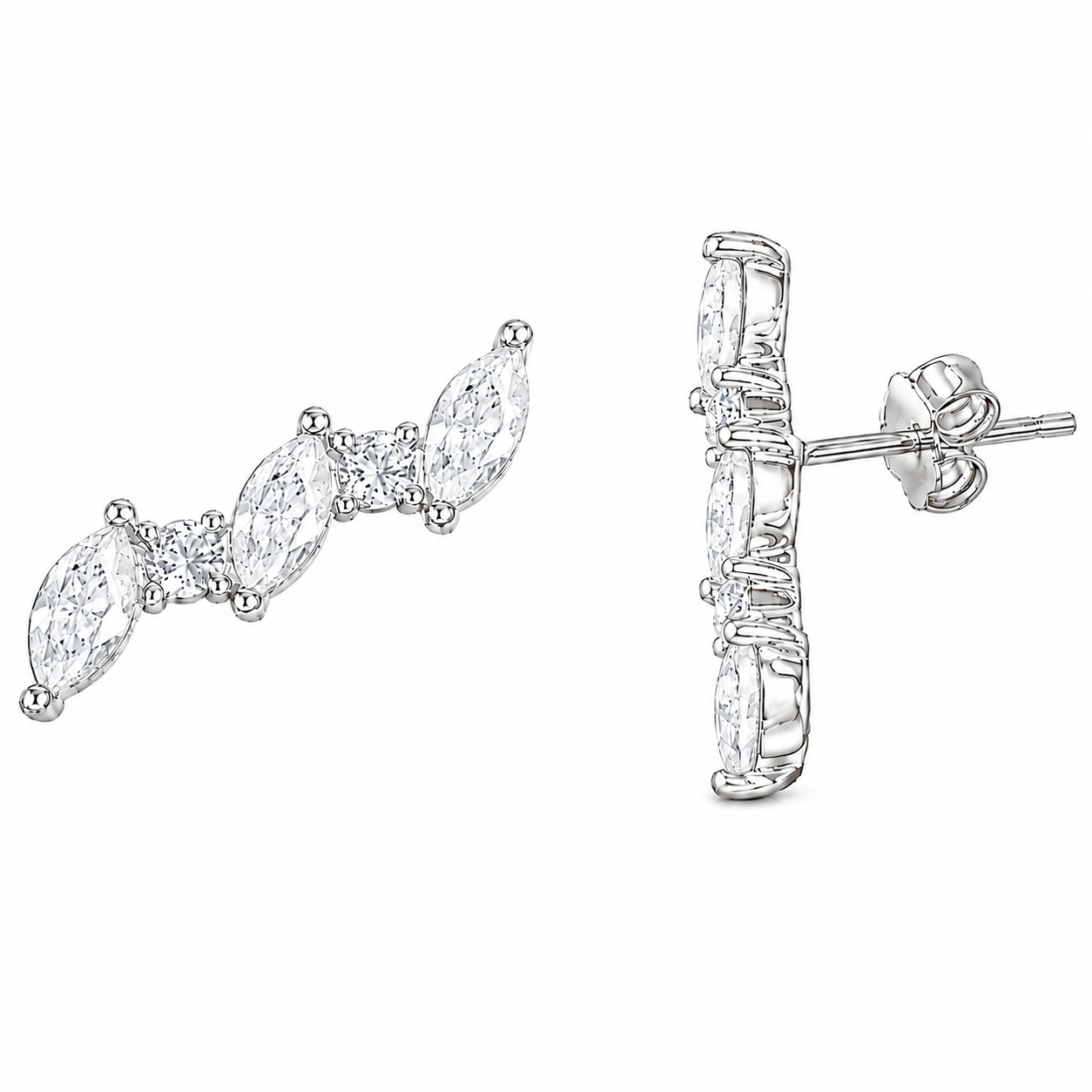 952 Silver Leaf Curved Earring