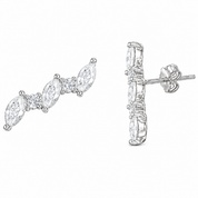 952 Silver Leaf Curved Earring