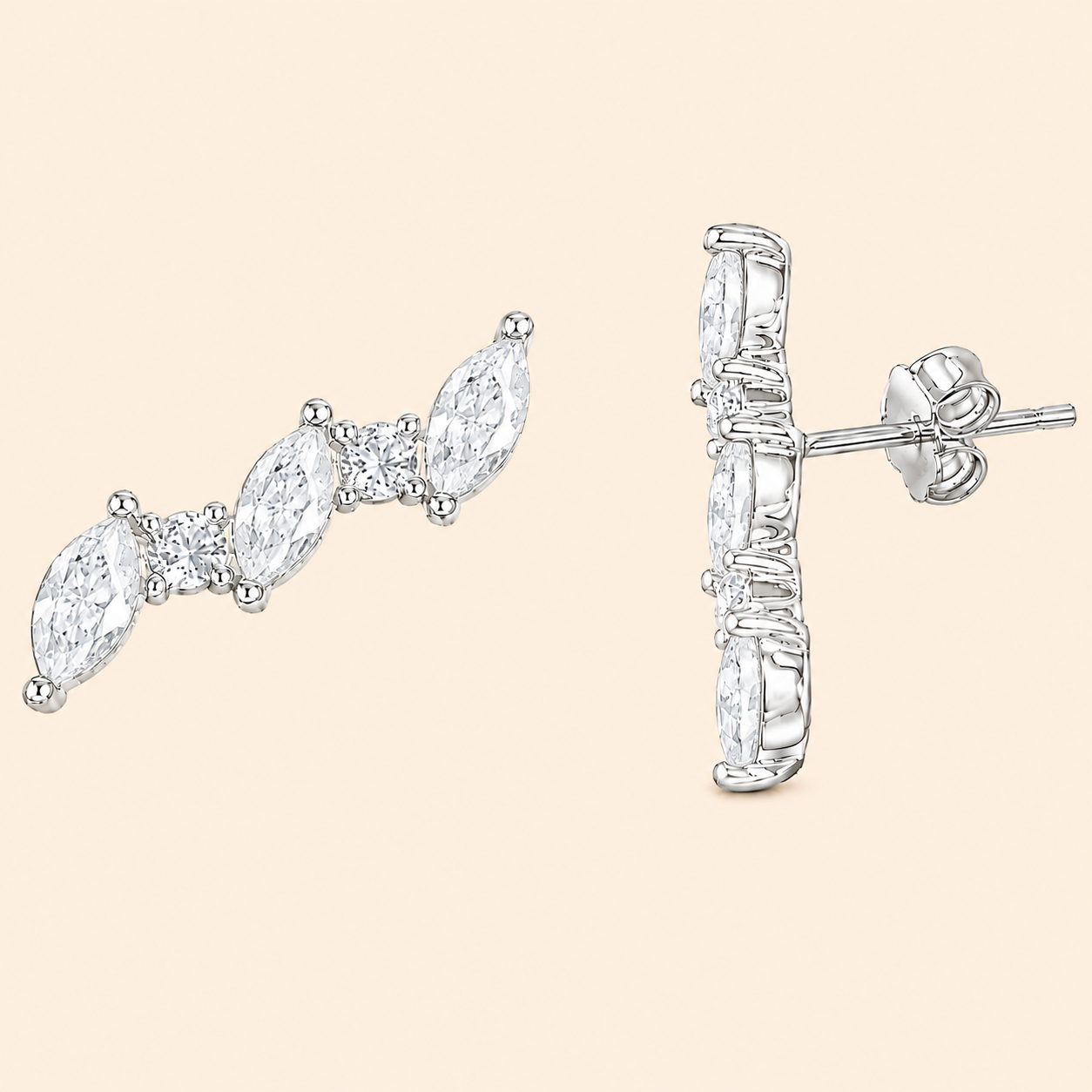952 Silver Leaf Curved Earring
