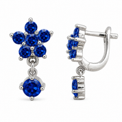 925 Silver Jennifer Earrings - Dark Blue