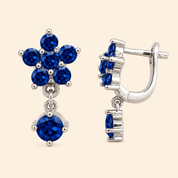 925 Silver Jennifer Earrings - Dark Blue