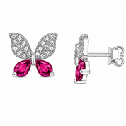 925 Silver Crystal Butterfly - Pink