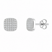 Silver Square Pave Studs