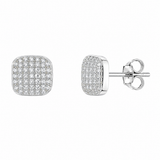 Silver Square Pave Studs