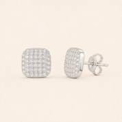 Silver Square Pave Studs