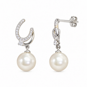 Pearl Crescent Drop Earrings