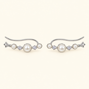 925 Silver Ava Pearls Cuff Earrings