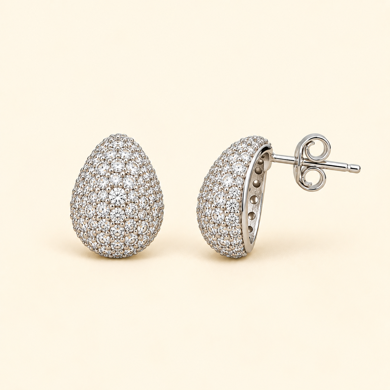 925 Silver Pave Teardrop Earrings