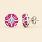 925 Silver Eva Earrings - Light Pink