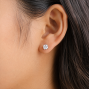 Silver Sterling Diamond Studs Earrings