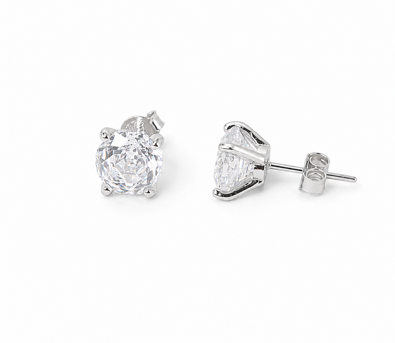 Silver Sterling Diamond Studs Earrings