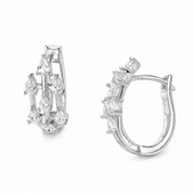 925 Silver Prisha Diamond Hoop Earrings