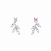 Silver pink Leaf Studs