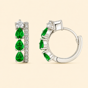 925 Silver Grace Hoop Earrings - Green