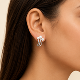 Triple Pearl Cluster Stacking Earring