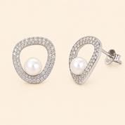 Cricle Pearl Studs Earrings
