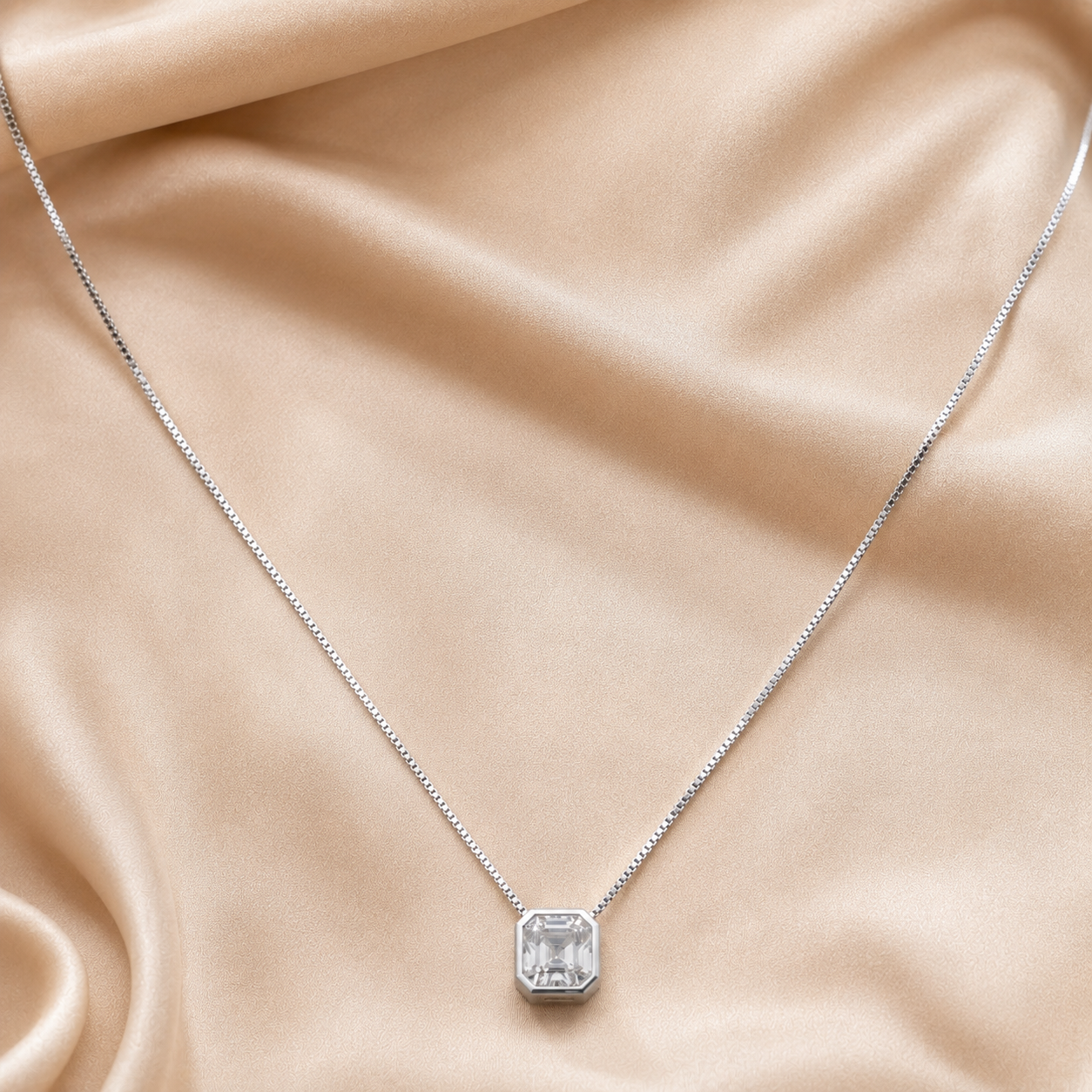 925 Silver Diamond Cube Necklace
