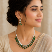 Multi Green-Drop Necklace Set