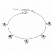 Flower Charm Bracelet - Dark Green