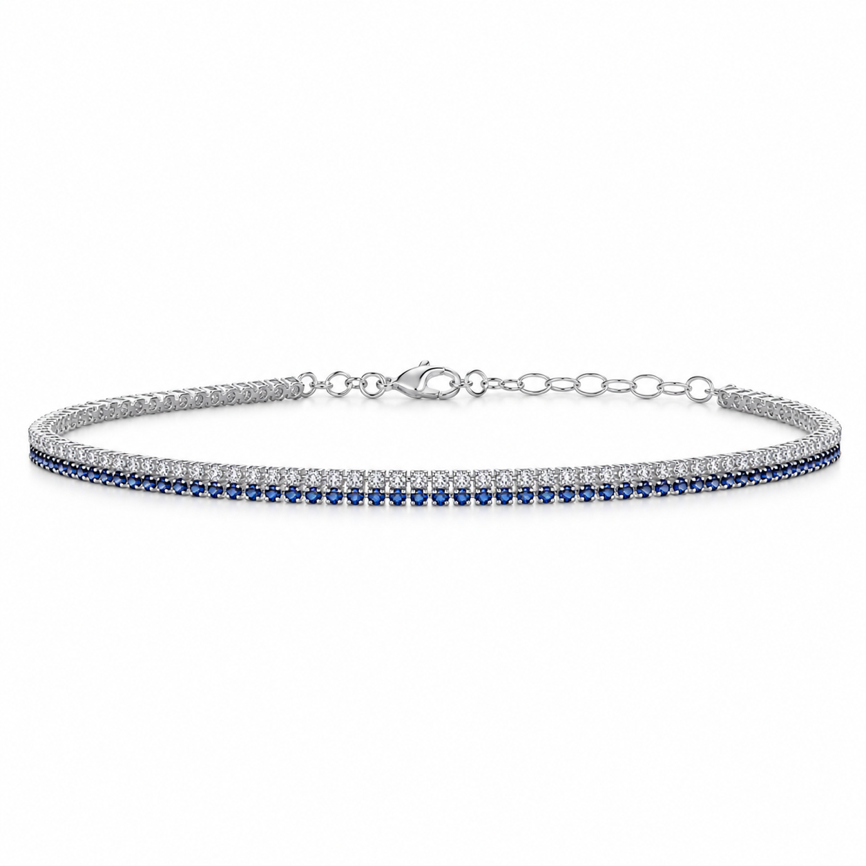 Diamond Square Tennis Bracelet - Dark Blue
