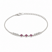 925 Silver Tiya Bracelet - Dark Pink