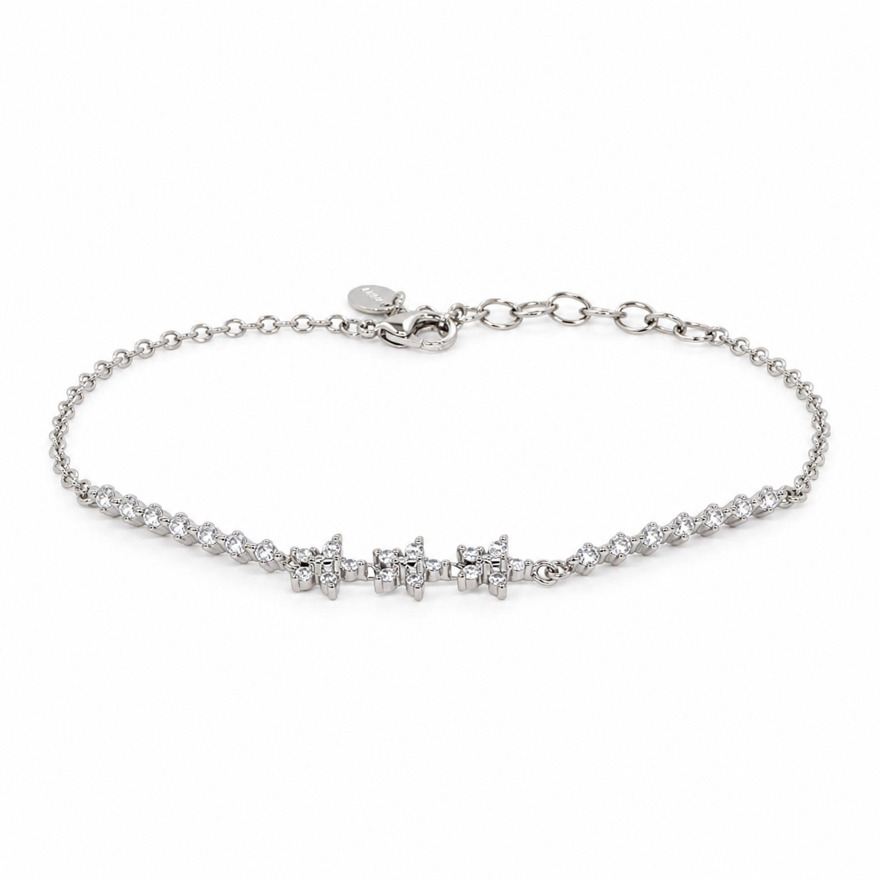 925 Silver Three Flower Diamond Bracelet