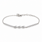 925 Silver Three Flower Diamond Bracelet