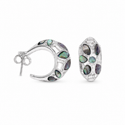 Opal Pearl Finish Hoop Earrings -Black