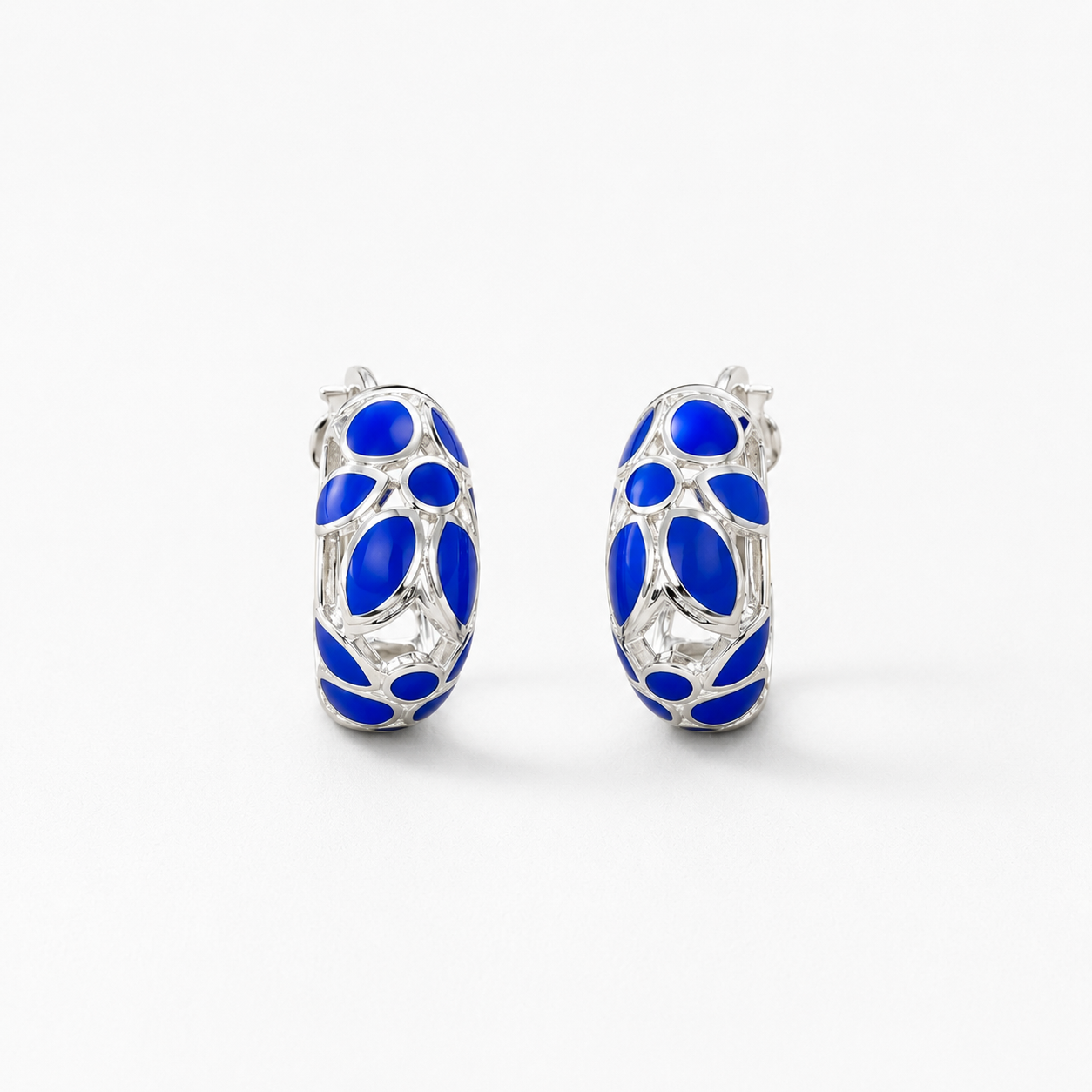 Opal Pearl Finish Hoop Earrings -Blue