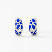 Opal Pearl Finish Hoop Earrings -Blue