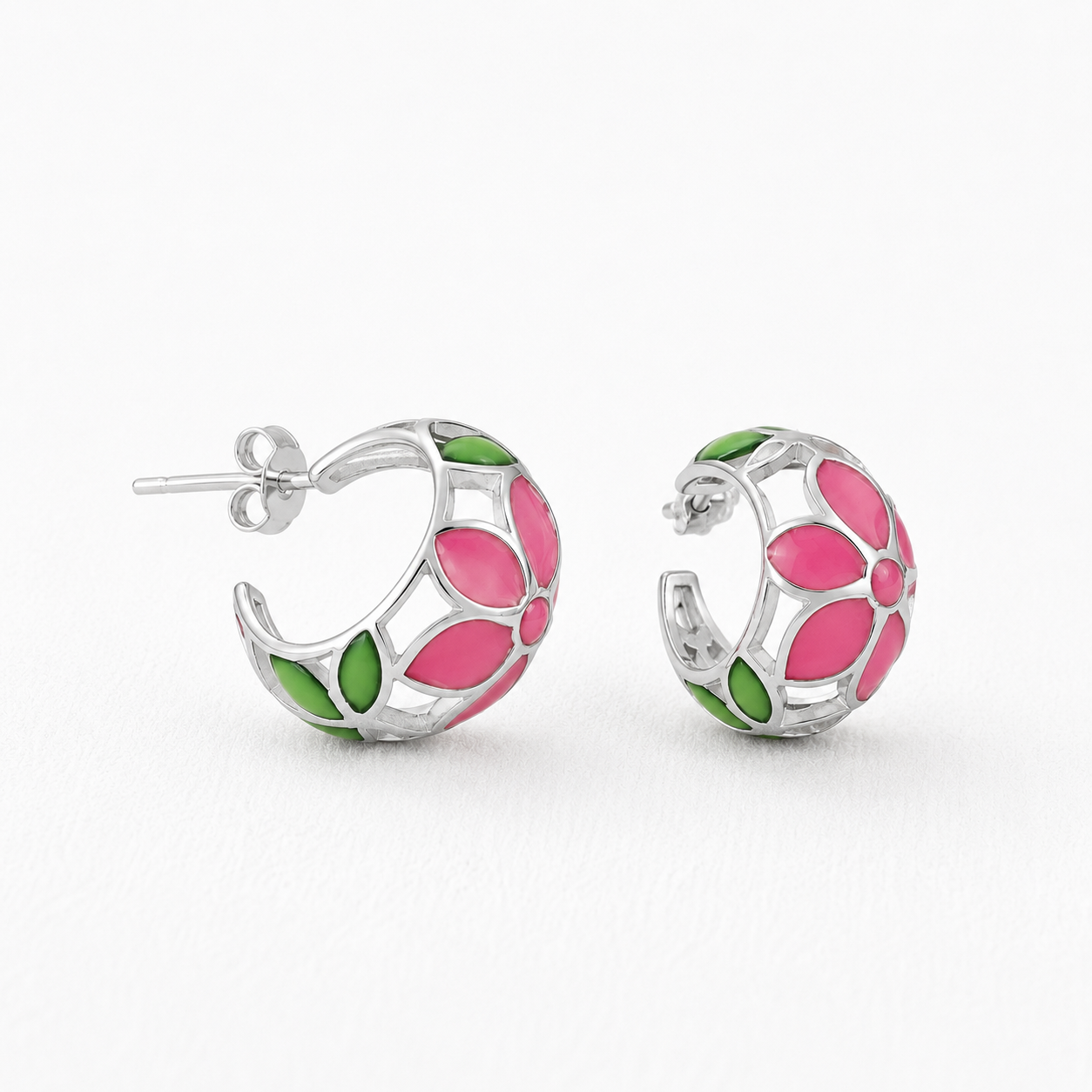 Opal Pearl Finish Hoop Earrings -Mix