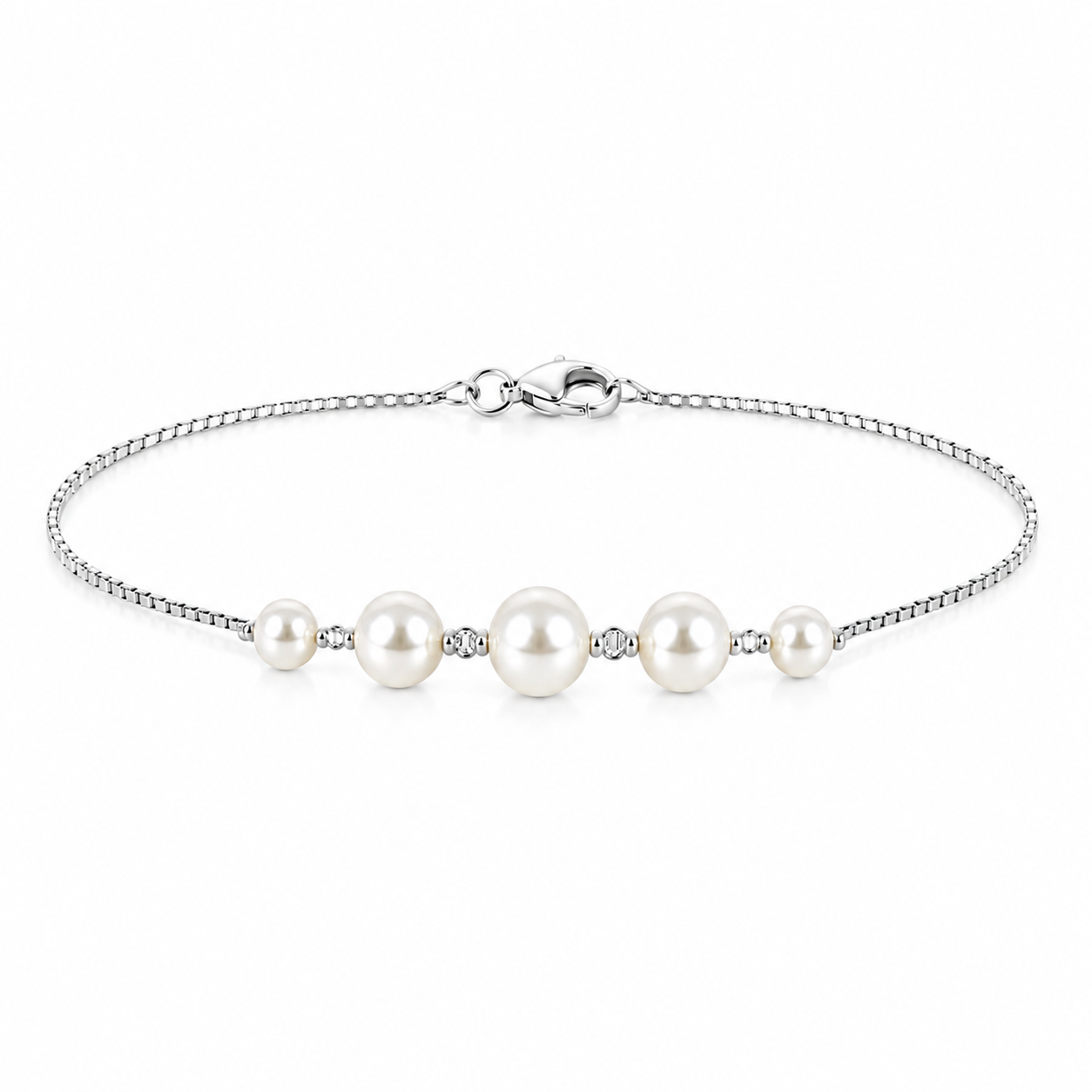 Silver Big Pearl Bracelet