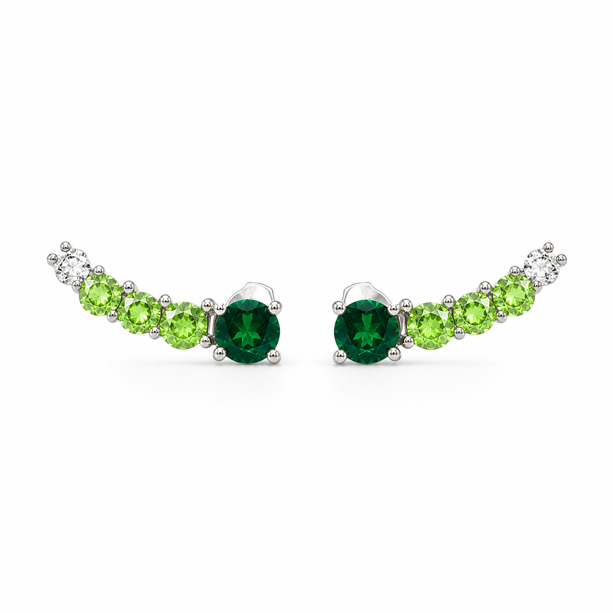 Curved Rainbow Earrings - Green