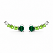 Curved Rainbow Earrings - Green