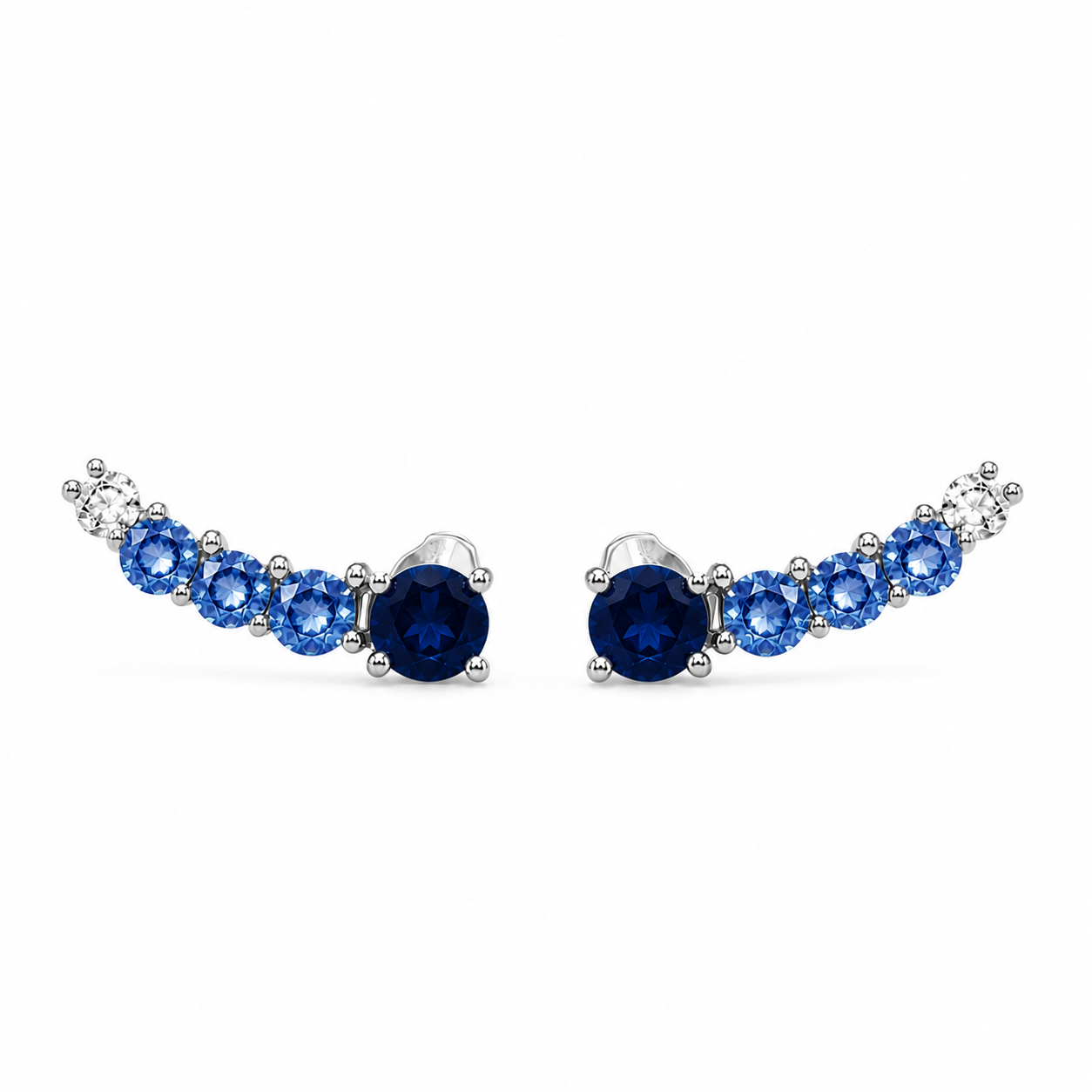 Curved Rainbow Earrings - Blue