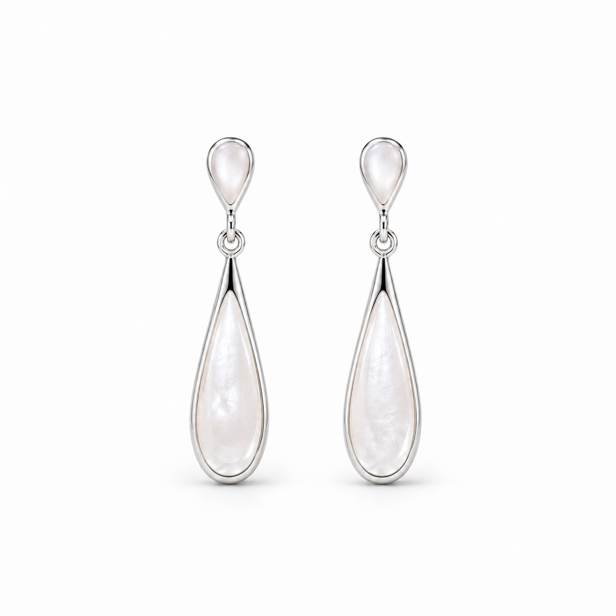 925 Silver Pearl Glow Drop Earrings -White