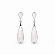 925 Silver Pearl Glow Drop Earrings -White
