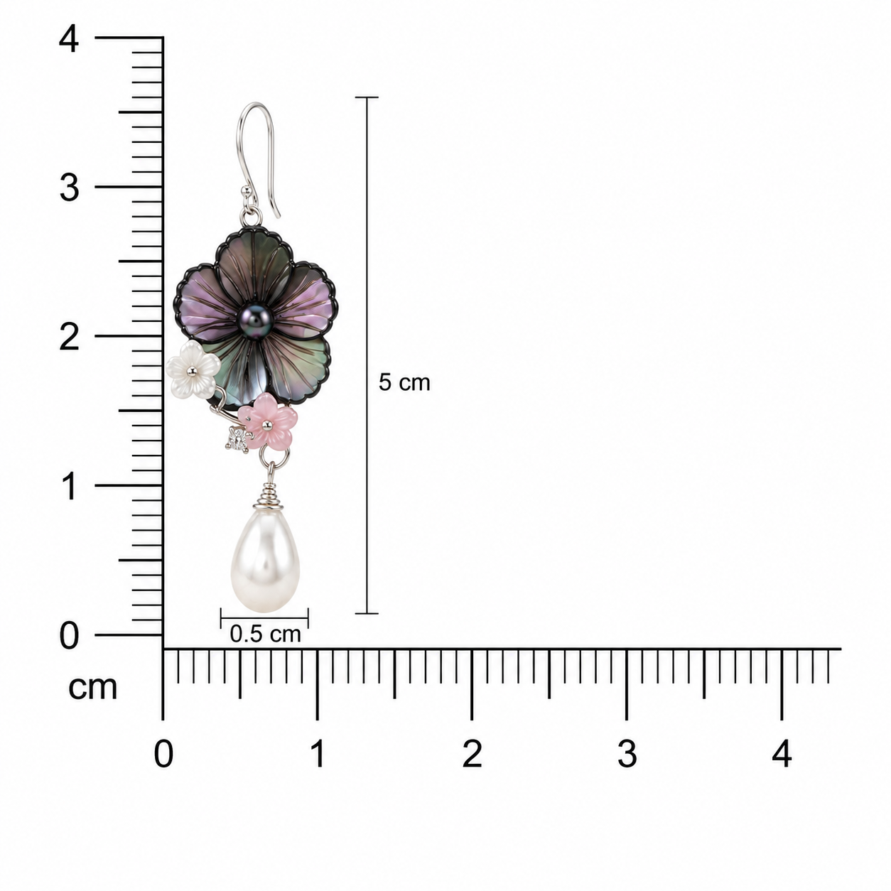 925 Silver Pearlora Earrings - Black