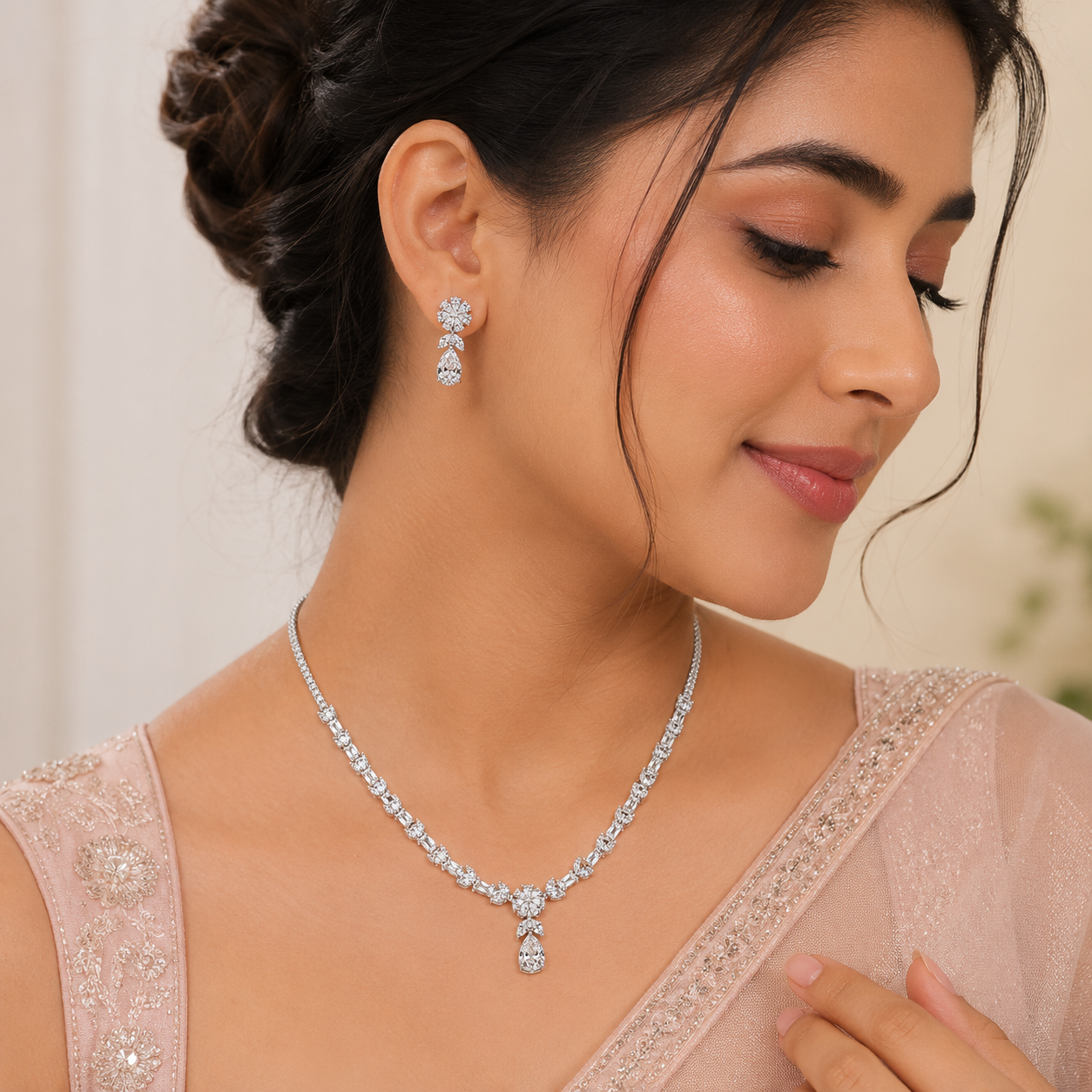 925 Silver Rectaleaf Necklace Set