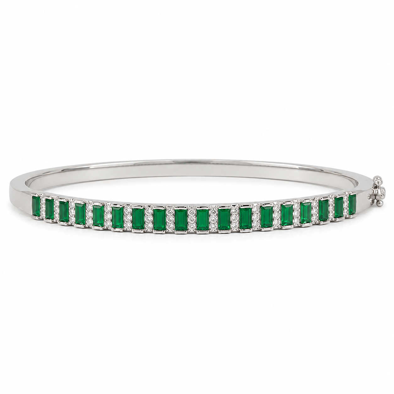 925 Silver Green Prism Stone Kada