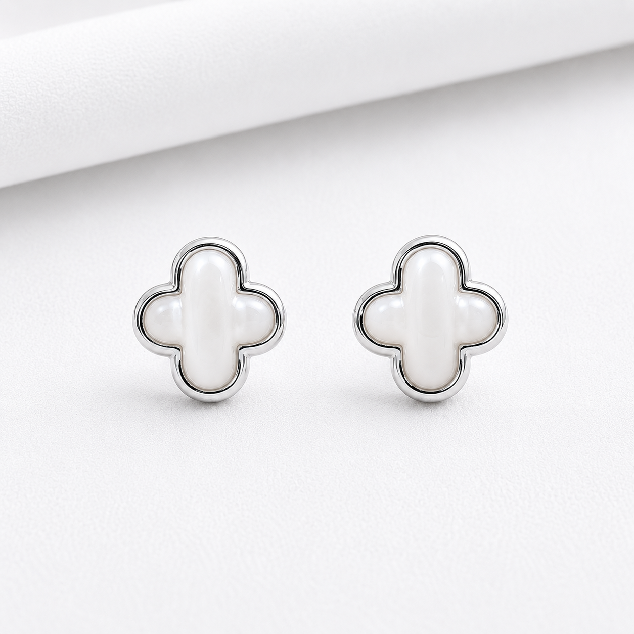 925 Silver MOP Knot Earrings - White