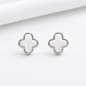 925 Silver MOP Knot Earrings - White