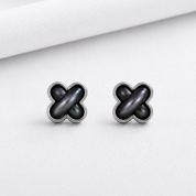925 Silver MOP Knot Earrings - Black