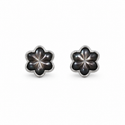 925 Silver MOP Starflower Earrings - Black
