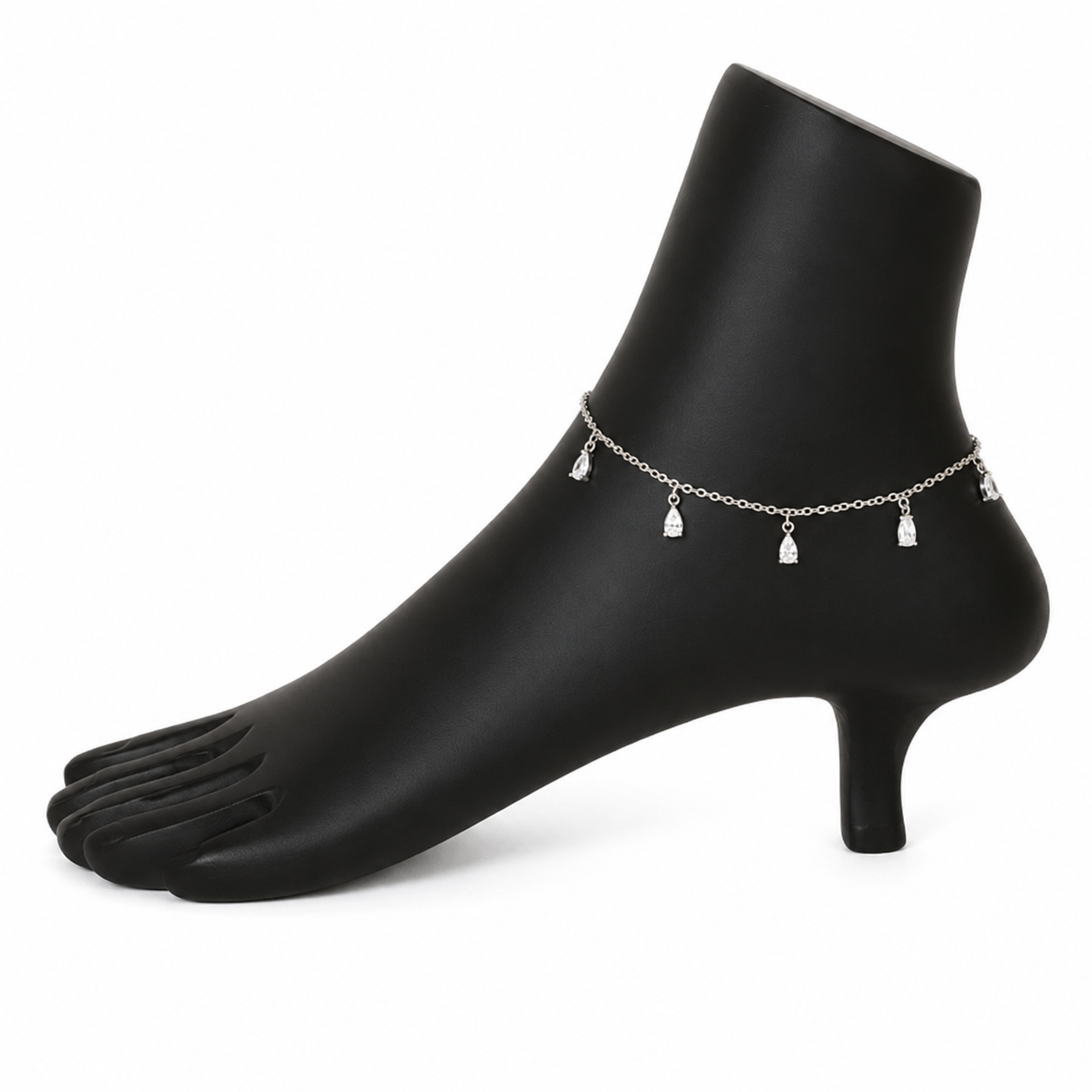 925 Silver Drop Charm Anklet